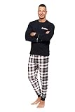 Moraj Herren Schlafanzug Pyjama lang Baumwolle Nachtanzug 2-TLG Winter S-4XL - 5300-009 - Schwarz - XL