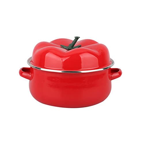 Frying Pan, Braising Pans 1.7L Porcelain Enameled Saucepan Red Tomato Pot for Cooking Noodles Applicable Induction Cooker Soup Pot Kitchenware Casserole Dish (Capacity : 1.7L)(1.7L)