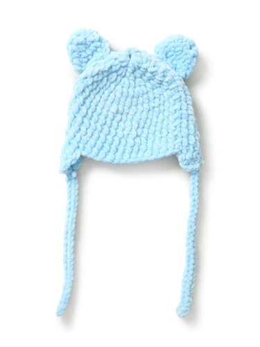 Image of Handmade Knitted Self Design Woolen Beanie Cap for Kids - White & Red 6-12 M | Winter Cap for Baby | FUNCAP56-6-12 M