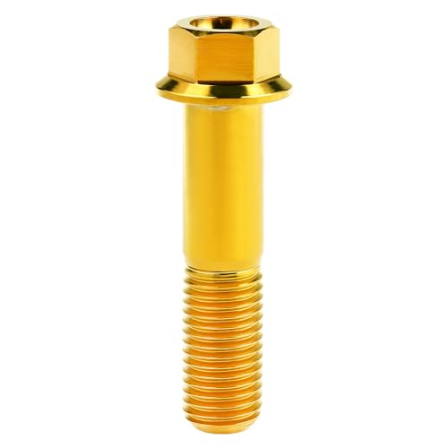 Image of Titanium Bolt Hex Small Flange Head M12x50mm Pitch 1.25, Gold | 30 35 40 45 50 55 60 65 70 75 80 85 90mm 1.25 /1.5mm Pitch Screws for Motorcycle Car Modification Pack of 4