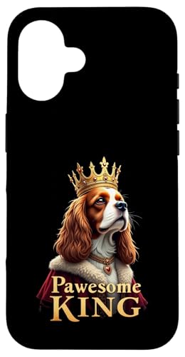 愉快なPawesome Cavalier King Charles Spaniel ドッグアート スマホケース iPhone 16 用