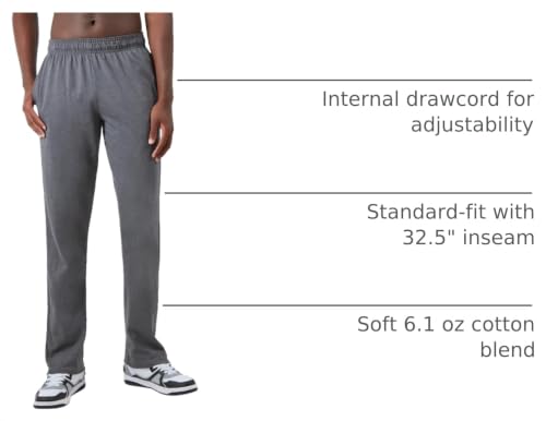 Image of Champion Men's Open-Bottom Lounge Pants, Standard Fit, Lightweight 100% Cotton, Available in Regular and Big & Tall