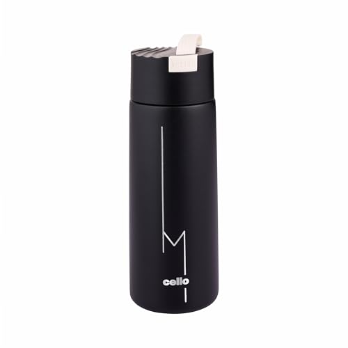 Image of Cello Duke Insulated Stainless Steel Flask 365ml, Black | Double Wall Insulated 24 Hours Hot or Cold Thermos Thermosteel Flask Water Bottle for Office School Gym Hiking Trekking & Travel