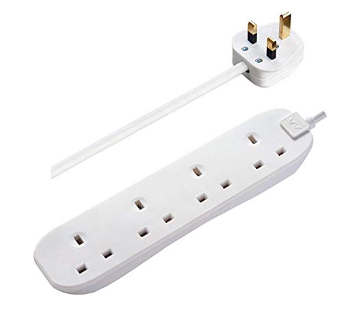 Masterplug 2 Metres Four Socket Extension Lead, White Masterplug 2 Metres Four Socket Extension Lead, White