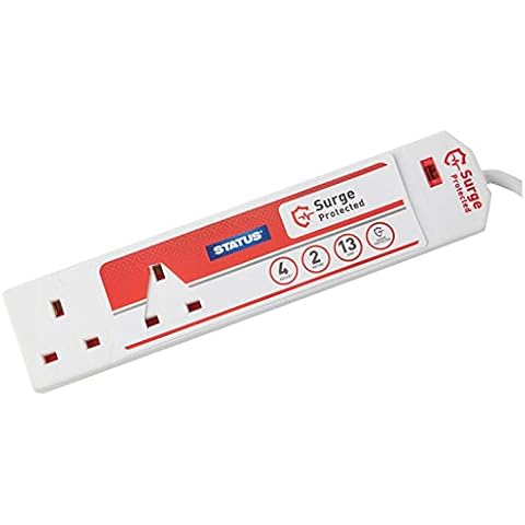 STATUS 4 Socket Extension Lead with Surge Protection Cover