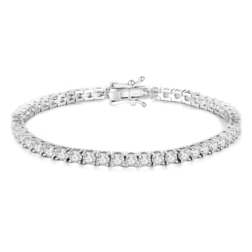 Iced Out Tennis Bracelet for Men, 2.83 Inch Adjustable Men's Tennis Bracelet, CZ & Copper with Platinum Plating, Durable Shiny Mens Jewelry