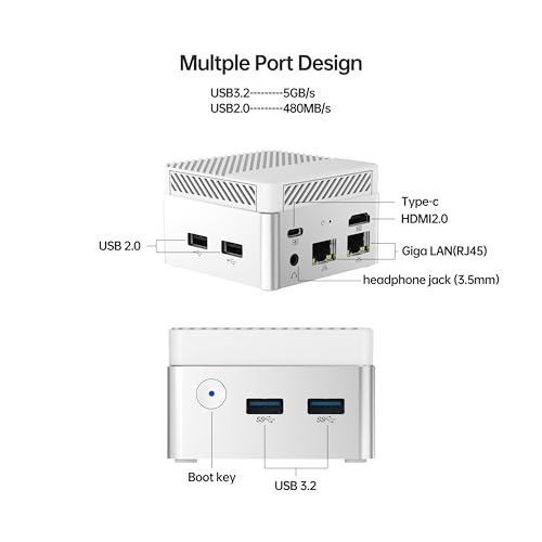 Image of MOREFINE M1T Mini PC 12th Gen N95 (up to 3.4GHz), 8GB LPDDR5 RAM 256GB NVME SSD, Mini Computer Support 4K@60Hz Dual Display /WiFi 5 /BT 4.2 /RJ 45 /USB 3.2 /1000Mbps LAN /WOL Home /Office