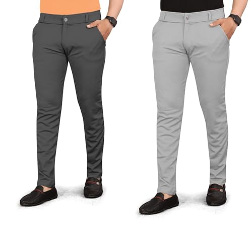 Image of Men's Slim Fit Formal Trousers, Cotton Blend Stretchable Office Wear Pants, Pants Combo