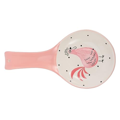 Zerodeko Portacucharas De Cerámica Rosa, Soporte Para Cucharas y Utensilios De Cocina, Compacto y Resistente, Apto Para Mantener Encimera Limpia, Esquinas Redondeadas Para Uso Seguro