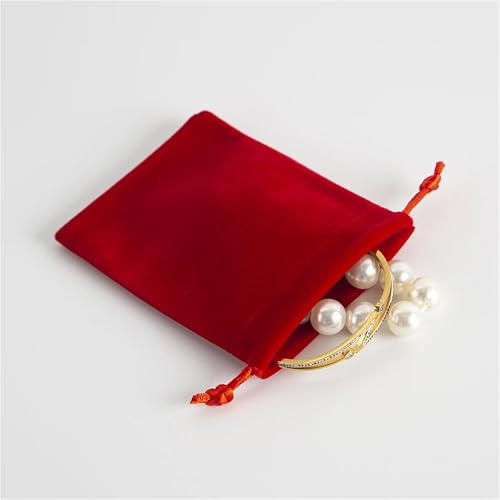 Bolsas rojas de terciopelo de alta calidad para joyería fina y bodas 5