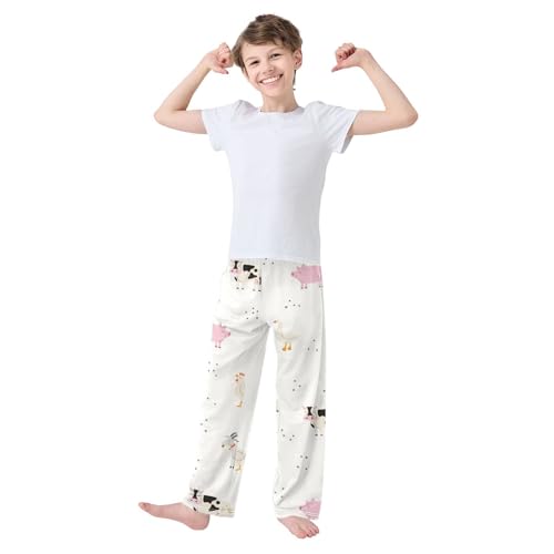 Farm Animal Boys Pants Boys Athletic Pants Long Pant for Boy with Pockets Wide-Leg Size 6-14Y3
