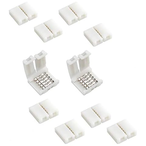 RGBW Clips SUPERNIGHT 10pcs 5 Pin RGBW Led Strip Connector 10mm Wide LED Strip to Strip Connector Gapless Solderless for SMD 5050 RGBW RGBWW LED Strip Ribbon Lights Cover