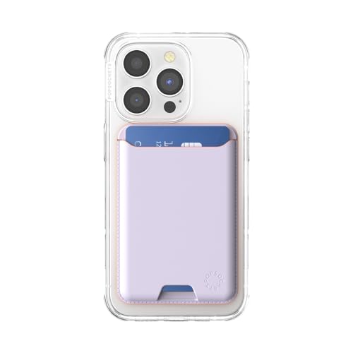 Image of PopSockets Phone Wallet Without Expanding Grip, Phone Card Holder, Wireless Charging Compatible, Wallet Compatible with MagSafe Vegan Leather- Lavender