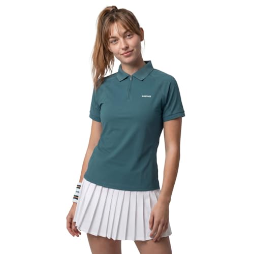 Polo technique tennis femme vert à demi-fermeture éclair Siroko