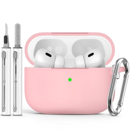 Image of Ljusmicker for AirPods Pro Case Cover with Cleaner Kit,Pink | Silicone Protective Cover for Apple AirPods Pro 2nd /1st Generation Case with Keychain for Women Men,Shockproof