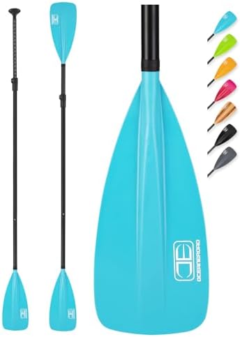 OCEANBROAD SUP Paddle - Adjustable Stand-Up Paddle for Paddleboard Kayak, Adjustable Aluminum Alloy Shaft 68" - 84", 4-Piece, Blue
