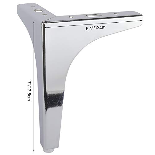 Furniture Legs - 7" Metal Sofa Legs, Replacement Straight Heavy Duty Chrome Furniture Feet For Sofa, Couch, Ottoman, Coffee Table, 4 Pack #TOP1