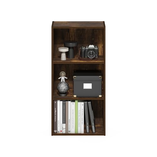 Image of Furinno LUDER Book Shelf, 3-Tier Modern Bookshelf, Open Shelves Bookcase, 9.3 inch x 16 inch x 31.4 inch, for Living Room, Bedroom, Home Office, Amber Pine