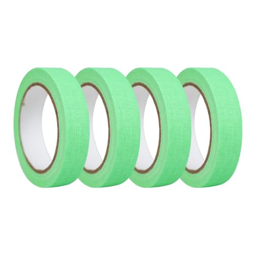 Image of 4 Rolls 15mm x 5m Neon Gaffer Cloth Tape Glow in The Dark Cloth Tape Fluorescent Fabric Tape UV Blacklight Tape Glowing Decoration Tape for Party Home Green