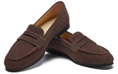 Image of Journey West Suede Tassel Loafer for Women Slip-on Belgian Penny Loafers Shoes for Women in Many Colors