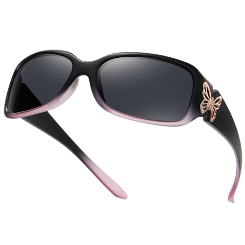 Image of HAOLOTA Women's Polarized Sunglasses - Fashionable Wraparound Butterfly Design with UV400 Protection