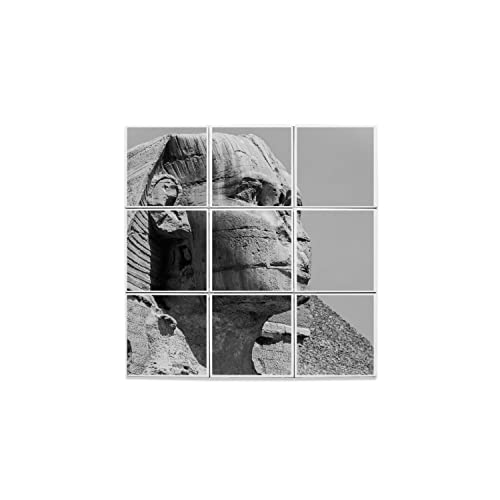 Carreaux céramique noir et blanc Le Sphynx Égypte, mosaïque murale décorative 32,4x32,4 cm