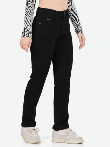 Image of FCK-3 Stretchable Denim High Rise Straight Fit Full Length Classic Jeans for Women