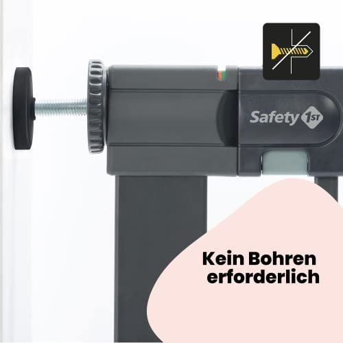Safety 1st Easy Close Metal Gate, Treppenschutzgitter ohne Bohren, 73–80 cm (bis 108 cm erweiterbar), leicht schließbares Türschutzgitter, mit 1 Hand öffnen, kein Bohren, Zweifachsicherung, Dark Grey