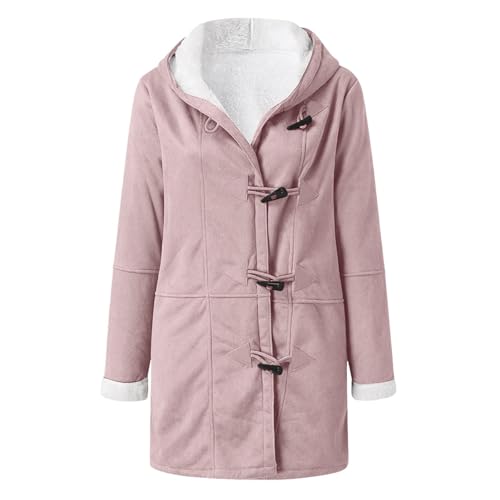 Girls Duffle Coat Suede Fleece Sherpa Lined Plush Jacket Cute Duffle Hooded Sweatshirt Warm Winter Overcoat Solid Outwear4
