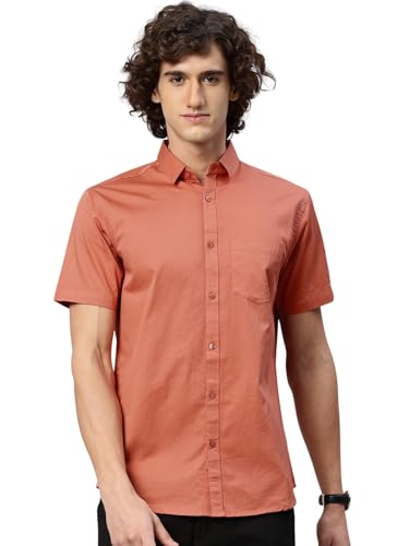 Image of Majestic Man Slim Fit Pure Cotton Half Sleeve Solid Casual Shirt