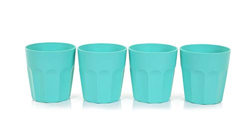 Mintra Home Unbreakable Cups and Tumblers 4pk (Bold Collection) (Teal, Cup 230ml (7oz) - 3.125inH x 2.875inW