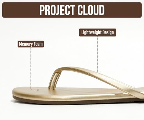 Image of Project Cloud Flip Flops for Women Footwear- Lightweight and Memory Foam Insole Sandals for Women 2026 - Durable Non-Slip Beach Essentials Flats for Women Sandals (Foundations)