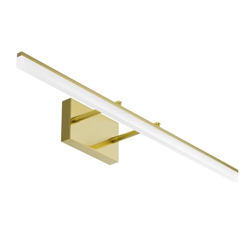Image of Aipsun 31.5inch Brushed Brass Bathroom Vanity Light Fixtures Modern LED Light Fixtures Gold Vanity Lighing for Bathroom Wall Fixtures 5500K