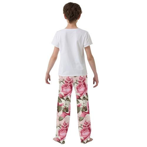 Pink Rose Vintage Floral Pajama Pants Long Sleep Pant Soft PJ Bottoms Sleepwear3
