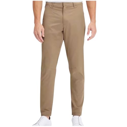 Mens Work Pants Lightweight Casual Style Invisible Button Pocket Design Straight Leg Business Long Trousers