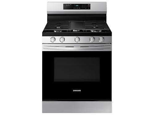 Samsung 6.0 Cu. Ft. Smart Freestanding Gas Range with 18K BTU Dual Ring Power Burner and Self Clean, Stainless Steel, NX60A6311SS/AA