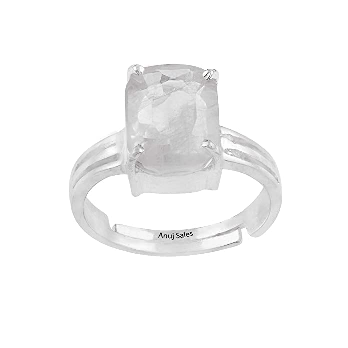 Image of 6.00 Ratti 5.00 Crt AA++ Quality Certified Adjaistaible Silver Ring Unheated Untreated Natural White Sapphire Pukhraj Loose Gemstone