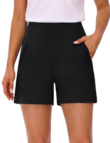 BMJL Womens Dressy Casual Shorts 5 Summer Travel High Waisted Lounge Golf Workout Running Shorts with PocketsM Black