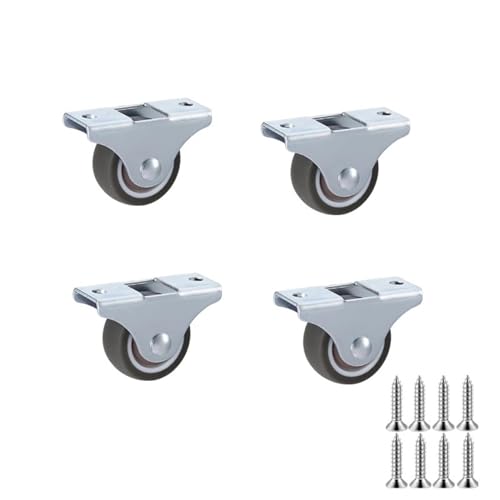DFLPBHAV 4-8 Pcs/Lot Directional Wheel Small and Home Drawer Pulley Bearing Silent Rubber Furniture Cabinets Fixed(4 Pcs), 1.0 Inch