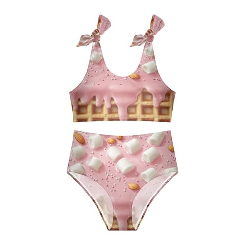 Caramel Sprinkles Marshmallows Almond Nuts Glaze Ice Cream Girls Tankini Swimsuit Kids Bikini Sets 2 Pcs Bathing Suit 3T3