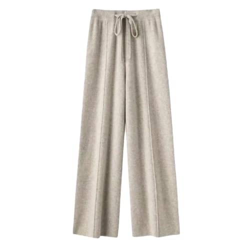 Women Wool Knitted Wide Leg Pants Soft Warm Cashmere Knit Casual Trousers