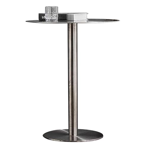 Mesa de centro redonda para cocina y comedor, mesa alta de bar con base de acero inoxidable, barra de desayuno de fácil montaje (tamaño: 50 x 105 cm), elegante y funcional
