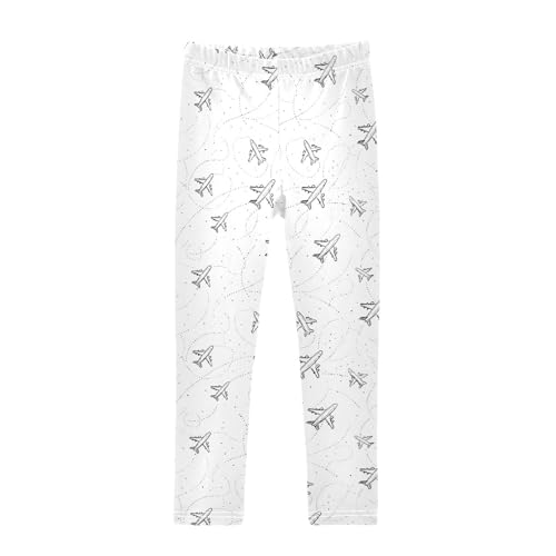 Girls' Athletic Leggings Ankle Length Yoga Dance Pants Kids Teen 4T Aircraft Track