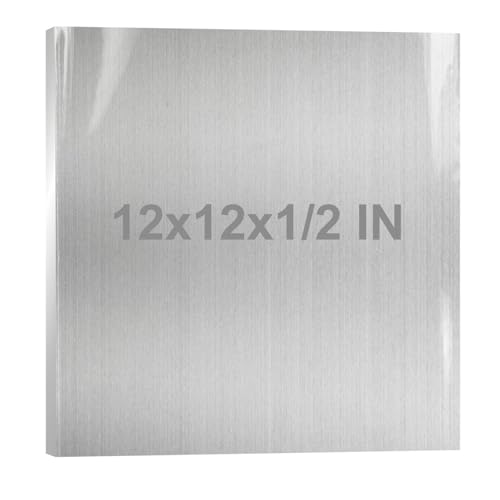 6061 Aluminum Sheet Plate Metal 11.8x11.8x1/2 Inch Flat Plate 300x300x12mm Thick Aluminum Sheet with Protective Film for Industry DIY