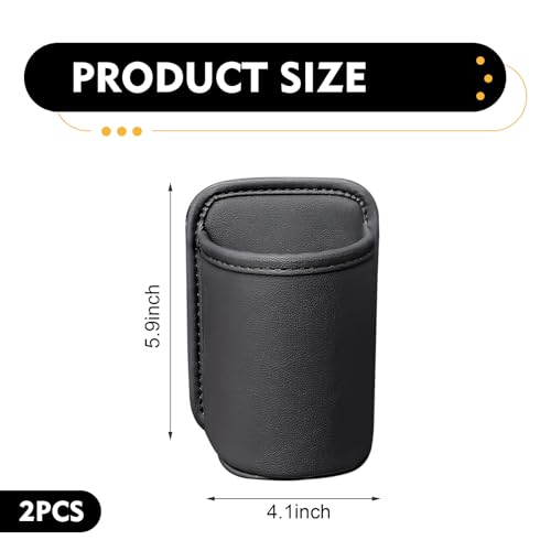 Portavasos para asiento trasero de cuero negro miniatura 2