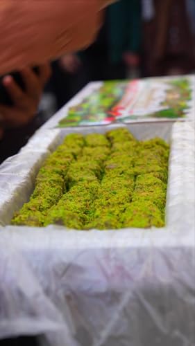 Hazer Baba Turkish Delight Pistachio Candy,%23 Pistachio Coated Filled Lokum, Gourmet Snack Box, Traditional, Vegan, Lokum, Loukumi, Delicias Turcas, Halal, Kosher, 12.3oz (350g)