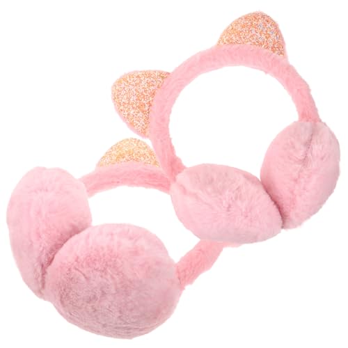 2pcs Soft Plush Cat Ear Earmuffs for Winter Ear Muffs for Boys and Girls Tail Sleep for Outdoor Activities