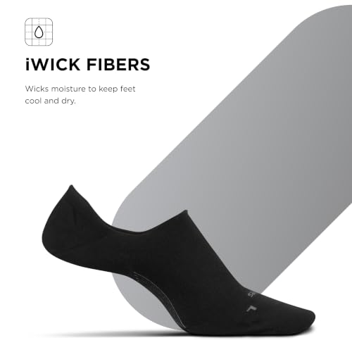 Image of Feetures Everyday Men's Ultra Light Invisble No Show Sock, Black, XL