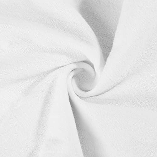 Malaidog Womens Summer Linen Capri Pants Casual Cotton Soft Regular Fit Elastic Waist Wide Leg Beach Lounge Cropped Trousers White #TOP5