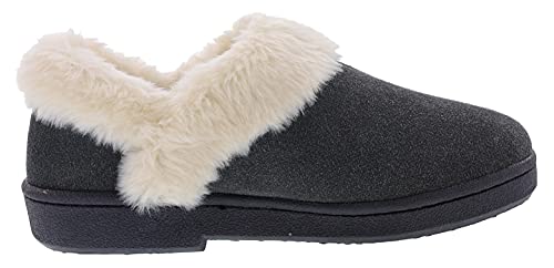 Clarks Indoor and Outdoor Grey Slipper Cozy Wool Mule Slip-On Fur Lined Clogs (Grey Cow Suede, 9)2